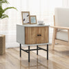 Mid-century Modern Nightstand with Sliding Doors and Storage Cabinet-White - Gallery View 1 of 10