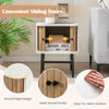 Mid-century modern nightstand with sliding doors, engineered wood, and metal legs for convenient storage in small.