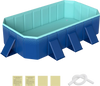 Portable non-inflatable swimming pool in navy with 8 support panels, ideal for outdoor relaxation and fun.