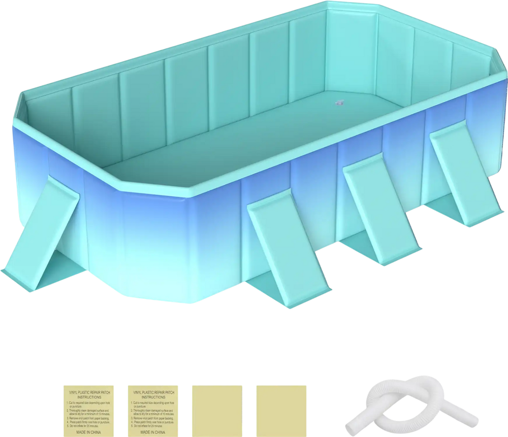 Portable non-inflatable swimming pool with gradient design, 5-layer PVC, and 24 wall panels for outdoor fun.