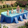 Non-Inflatable Swimming Pool Portable Around Ground Pool with 24 Wall Panels-Navy - Gallery View 1 of 11