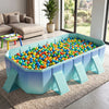 Portable non-inflatable swimming pool with colorful balls, featuring 5-layer PVC material for indoor or outdoor fun.