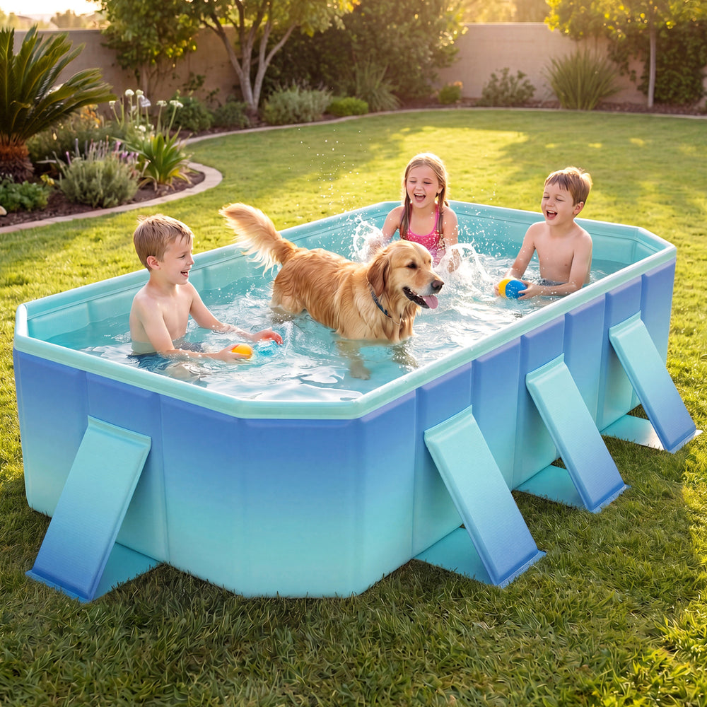 Non-Inflatable Swimming Pool Portable Around Ground Pool with 8 Support Panels-Gradient - Gallery View 1 of 11