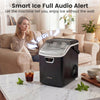 Nugget ice maker in black with audible alert, producing 33 lbs of ice daily for effortless chilling and convenience.