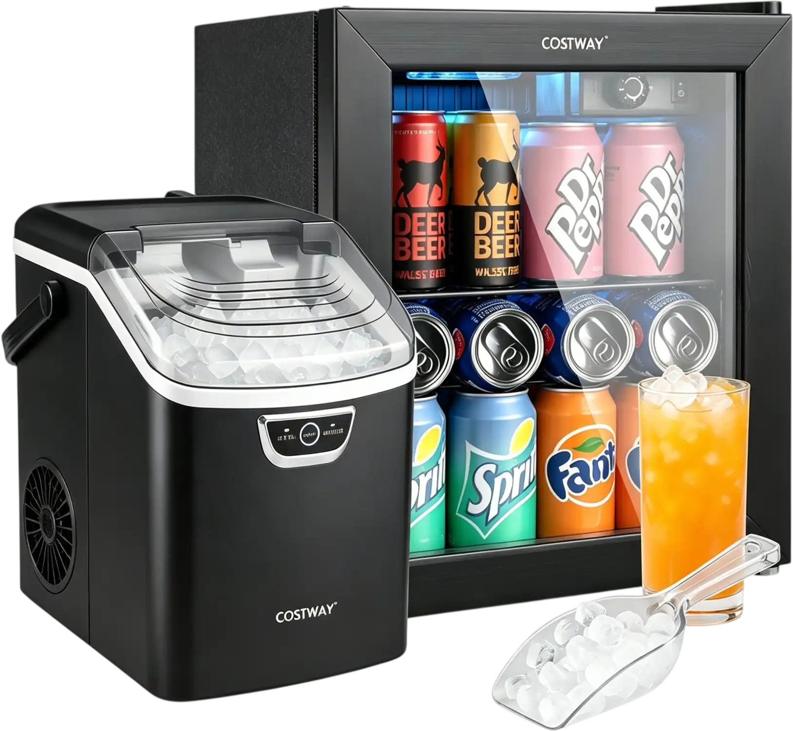 Costway Nugget Ice Maker Beverage Cooler Combo Chewable Ice 90897726 New