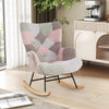 Nursery rocking chair in boucle fabric with ergonomic armrests, high backrest, and rubber wood base for ultimate.
