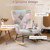 Nursery rocking chair with ergonomic armrests, high backrest, and cozy boucle fabric for ultimate relaxation in any.