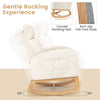 Nursery rocking chair in beige with curved rocking feet, rubber wood frame, and side magazine pockets for comfort and.