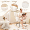 Nursery rocking chair in beige with plush seat cushion, wide backrest, and thick armrests for comfortable relaxation.