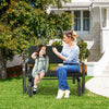 2-seat porch glider in black with ergonomic backrest, accommodating two people for backyard relaxation.