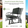 2-seat porch glider in black with HDPE back, showcasing smooth gliding motion for comfortable outdoor relaxation.