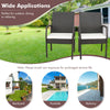 Set of 2 patio wicker dining armchairs with soft zippered cushions, perfect for backyard or poolside relaxation.