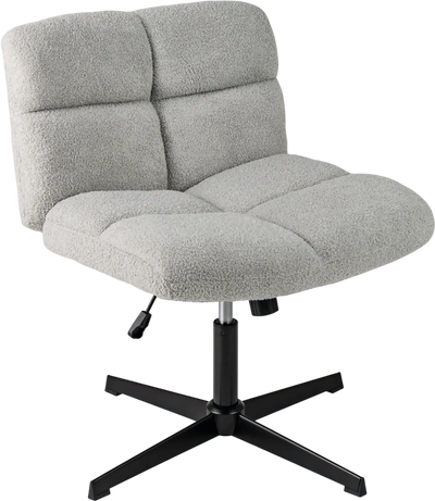 Costway Office Armless Cross Legged Chair Imitation Lamb Fleece Adjustable Height 35478692 New
