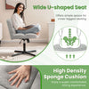 Wide U-shaped seat office chair in gray with imitation lamb fleece and high-density sponge for comfortable cross-legged.