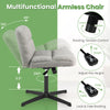 Gray office armless chair with imitation lamb fleece, adjustable height, and 360° rotation for versatile seating.