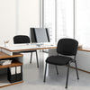 Black office chair with padded cushions and metal frame, designed for conference rooms and ergonomic support.