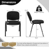 Front view of a black office chair with padded cushions and metal frame, designed for conference rooms, supports 330.