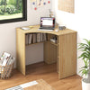 Corner Computer Desk Triangle Home Office Desk with Adjustable Shelf and Arc-Shaped Profile-Natural - Gallery View 1 of 10
