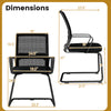 Dimensions of the Office Guest Chair with lumbar support, featuring a breathable mesh back and robust sled base.