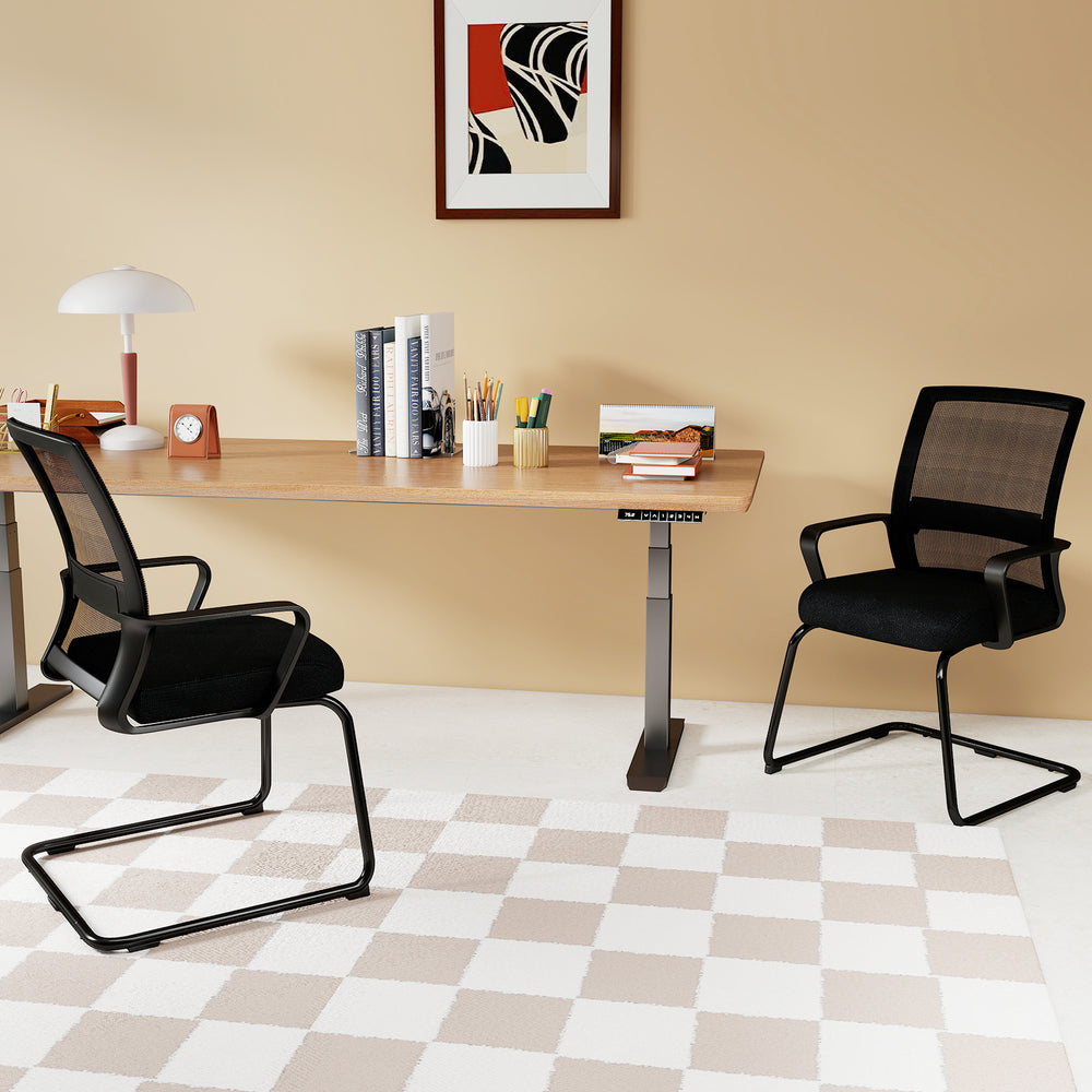 Office Guest Chair with Lumbar Support for Waiting Room-2 Pieces - Gallery View 1 of 9