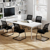Office guest chairs with lumbar support and breathable mesh backs, ideal for waiting rooms or home offices.