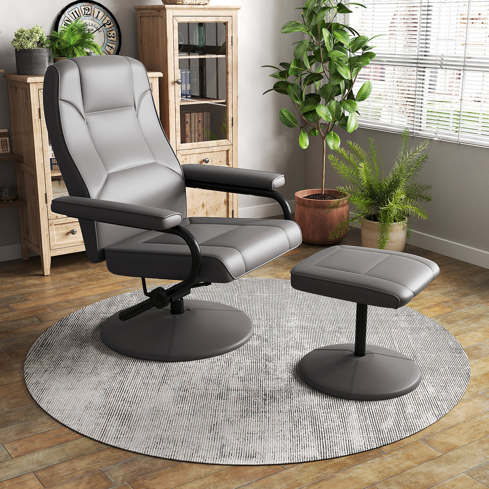 360° Swivel Recliner Chair with Ottoman-Gray - Gallery View 1 of 10