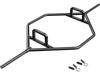 Olympic Hex Trap Bar in black with foldable handles and knurled grips, ideal for strength training and space-saving.