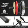 Close-up of the Olympic Hex Trap Bar's extended loadable sleeve, designed for 1-inch weight plates and 800 lbs capacity.
