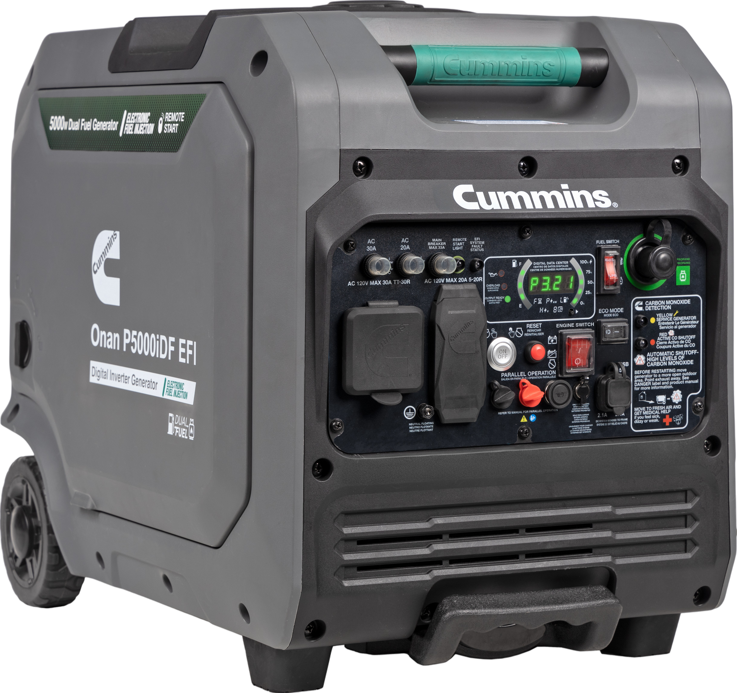 Cummins Onan P5000iDF EFI 3900W/5000W Generator Dual Fuel Gas Liquid Propane Inverter CO Alert Remote Start New