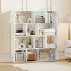 Open shelf bookcase in white with 12 storage compartments, ideal for organizing books and decorations in modern spaces.