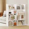 Open shelf bookcase in white with 12 storage compartments, perfect for organizing books and decor in modern spaces.