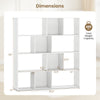 Open shelf bookcase in white with 12 compartments, 56" tall, sturdy design supports 485 lbs for organized storage.