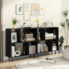 Open shelf bookcase in black with 4 compartments, featuring metal legs and anti-tipping kits for stability and style.