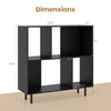 Open shelf bookcase in black with 4 compartments, featuring heavy-duty legs and anti-tipping kits for stability.