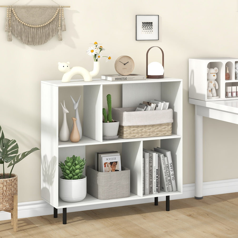 Open Shelf Bookcase with 4 Compartments-White - Gallery View 1 of 10