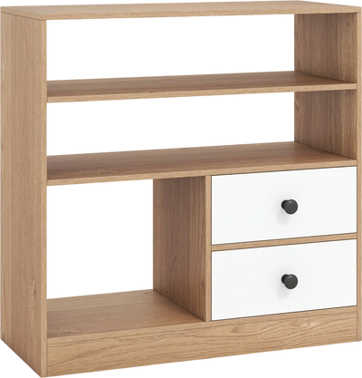 Costway Open Storage Cabinet Side Table 3 Compartments 2 Drawers 75285421 New