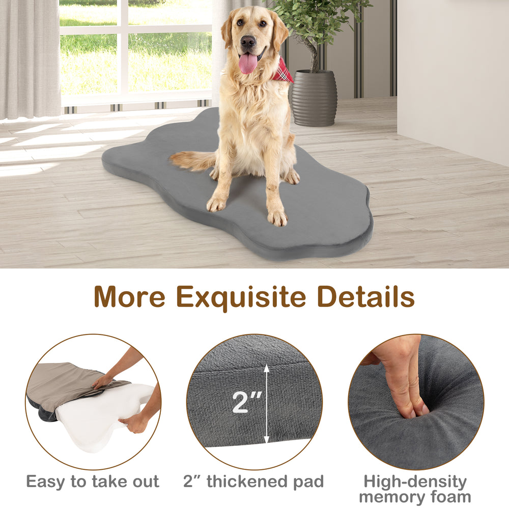 Orthopedic dog bed in gray with 2" memory foam support, ideal for large dogs, featuring a waterproof cover and non-slip.