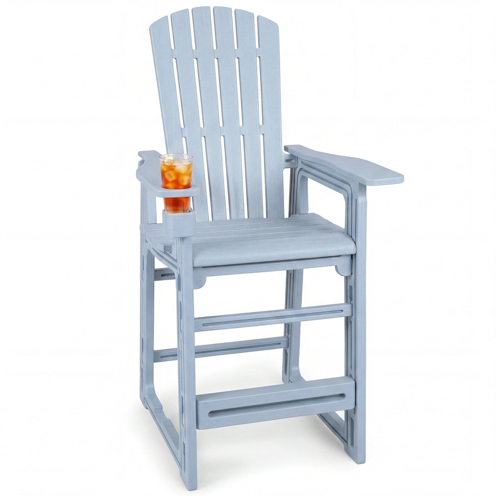 Outdoor 29 Inch Height Bar Stool with Backrest and Armrests-Gray - Gallery View 1 of 1