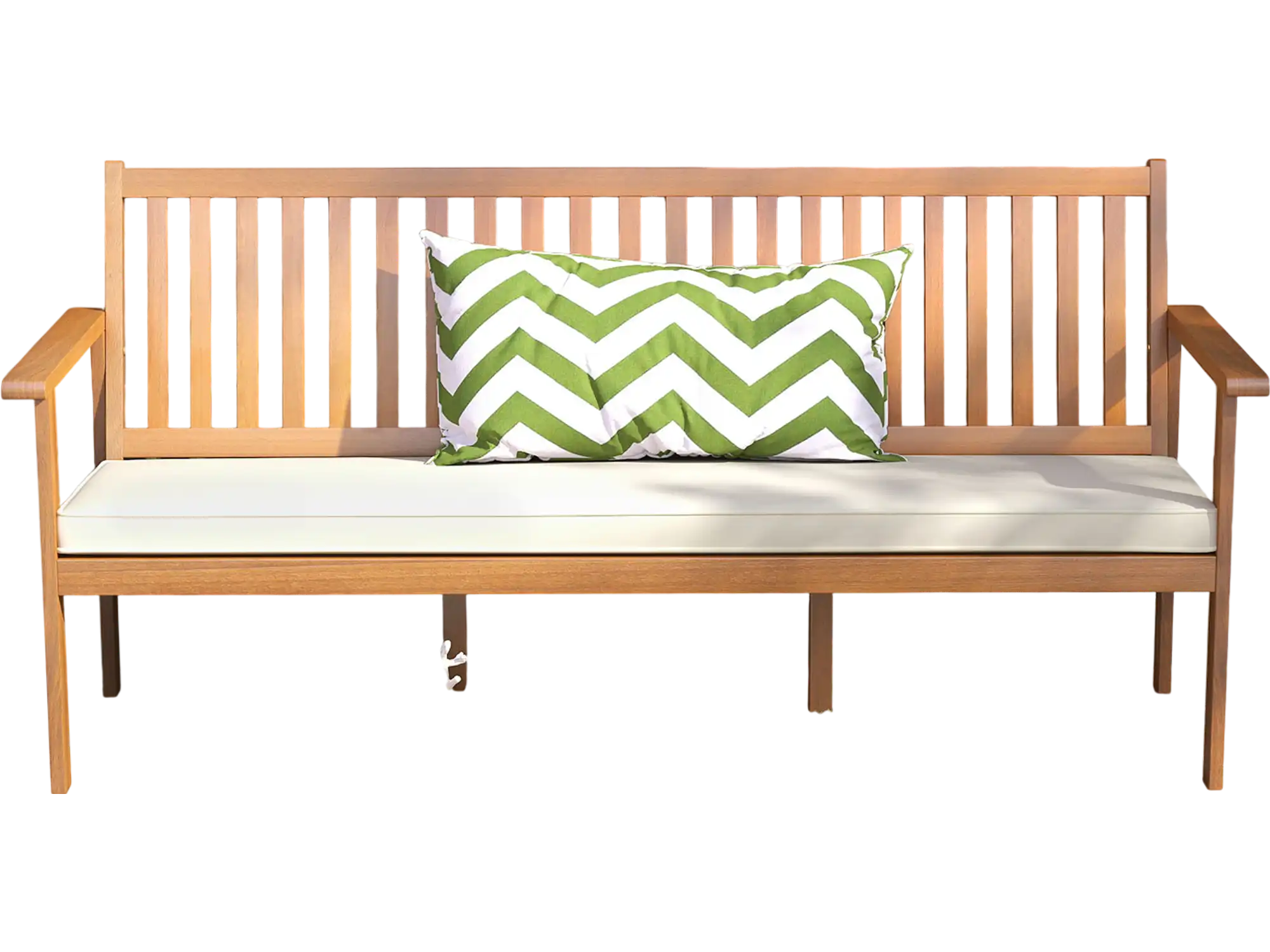 Costway Outdoor 3-Seat Acacia Wood Bench with Cushion White 72891543 New
