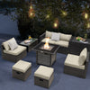 Outdoor 9 Pieces Patio Furniture Set with 50,000 BTU Propane Fire Pit Table-Off White - Gallery View 1 of 9