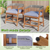 Outdoor acacia wood patio dining chairs set of 4 with gray seat cushions, featuring removable covers and adjustable.