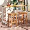 Set of 2 outdoor acacia wood bar stools with PE rattan seats, perfect for patio or balcony use.