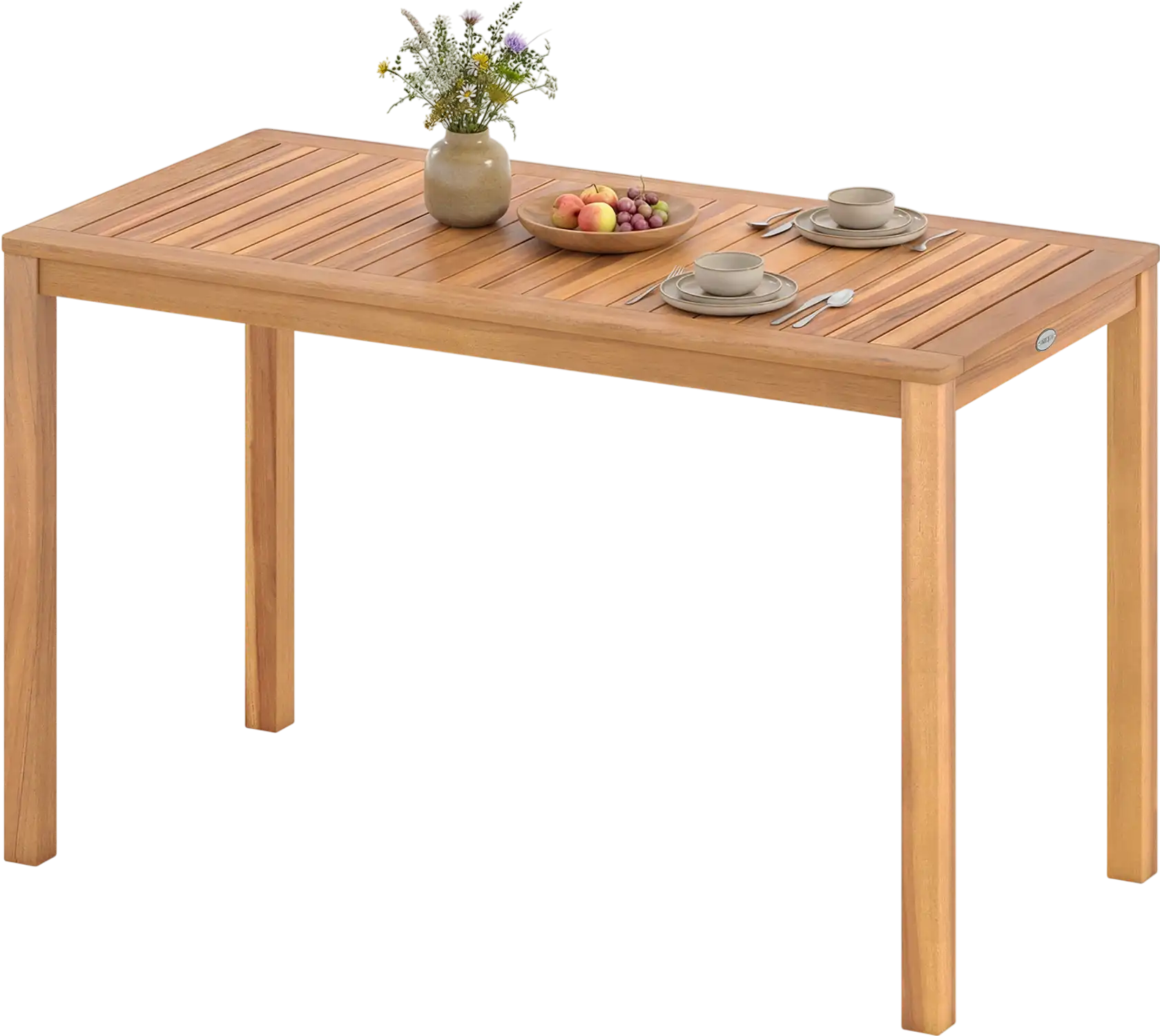 Costway Outdoor Acacia Wood Patio Dining Table for 4-6 Slatted Tabletop 83416349 New