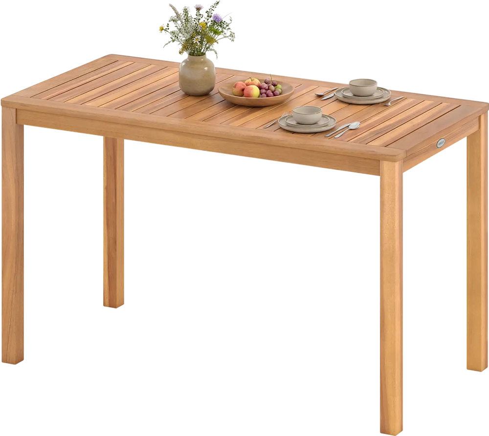 Outdoor Acacia Wood Dining Table with Slatted Tabletop for 4-6