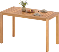 Outdoor Acacia Wood Dining Table with Slatted Tabletop for 4-6