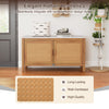 Close-up of the rattan door texture on the outdoor acacia wood storage cabinet, showcasing high-quality craftsmanship.