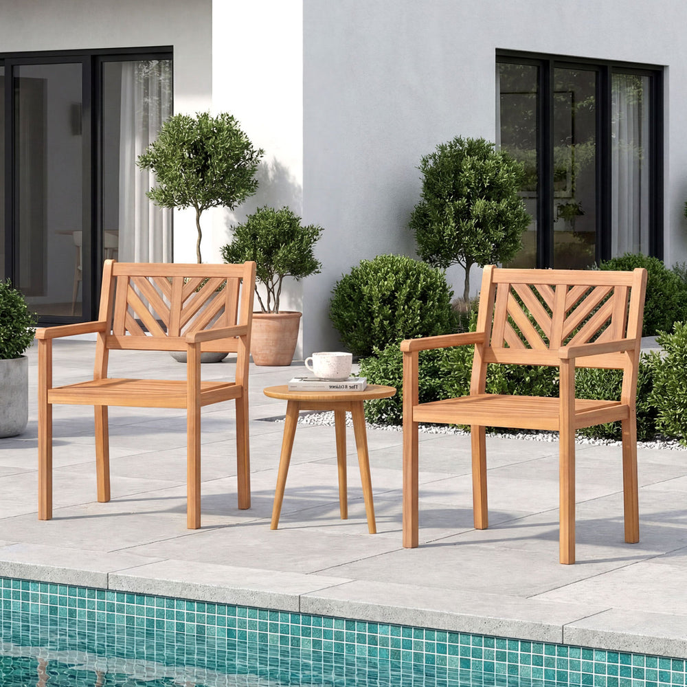 Outdoor Acacia Wood Patio Dining Chairs Garden Seating Chairs with 400 lbs Capacity-Set of 4 - Gallery View 1 of 9