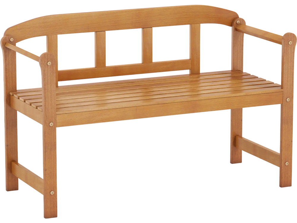 2-Seater Outdoor Acacia Wood Garden Bench with Backrest & Armrests