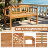 Outdoor acacia wood garden bench with ergonomic backrest and angled armrests, perfect for porch or backyard relaxation.