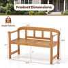 Outdoor acacia wood garden bench dimensions showing 2-seater design, 800 lbs capacity, ideal for patio or backyard use.